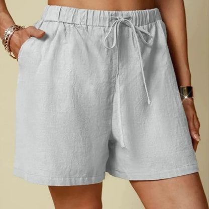 Independent website wish Amazon new style pure color loose casual elastic waist lace-up shorts for women