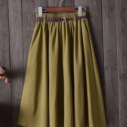 Gonna estiva midi al ginocchio da donna con cintura Gonna da scuola a pieghe a vita alta da donna coreana alla moda femminile