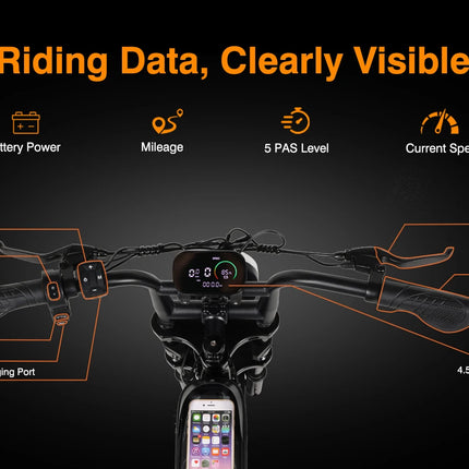 Bicicletta Elettrica Bodywel M16PRO con Pneumatici Larghi, E-bike a Lunga Autonomia 48V 15Ah, E-bicicletta All-Terrain 16"x4.0" per Adulti, Disponibile in Magazzino UE