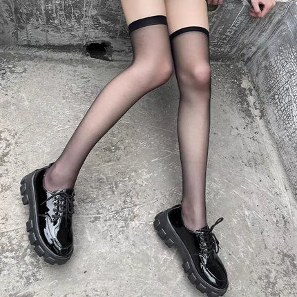 Chaussettes hautes douces au-dessus du genou pour femme fille Lolita bowknot chaussettes cuissardes punk en dentelle maille legging collant résille évidé