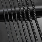 1 Piece 2mm/3mm/4mm/5mm Black Color Box Link Chain Classic Curb Necklace Stainless Steel Jewelry for Men Women PlatiNum