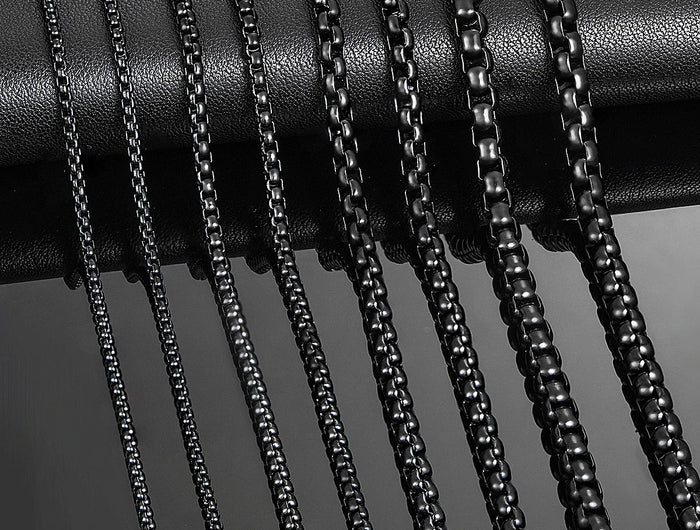 1 Piece 2mm/3mm/4mm/5mm Black Color Box Link Chain Classic Curb Necklace Stainless Steel Jewelry for Men Women PlatiNum