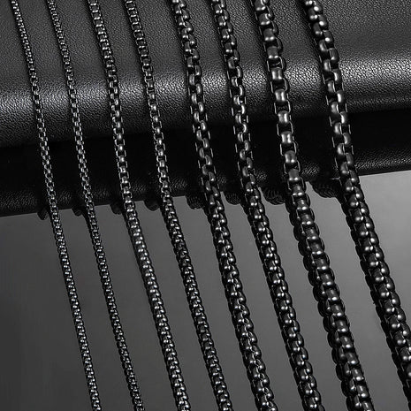 1 Piece 2mm/3mm/4mm/5mm Black Color Box Link Chain Classic Curb Necklace Stainless Steel Jewelry for Men Women PlatiNum