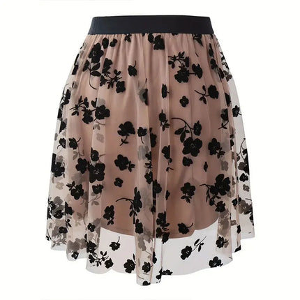 Minigonna a pieghe in rete rosa sexy Fairyshely da donna, gonna corta a vita alta per club, stile Y2K gotico, gonna a trapezio floreale, collezione estate 2026