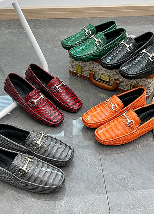 Scarpe Casual da uomo in pelle verniciata di alta qualità scarpe da guida di marca mocassini con motivo a coccodrillo maschile per scarpe basse mocassino da uomo