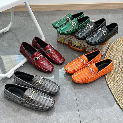 Scarpe Casual da uomo in pelle verniciata di alta qualità scarpe da guida di marca mocassini con motivo a coccodrillo maschile per scarpe basse mocassino da uomo