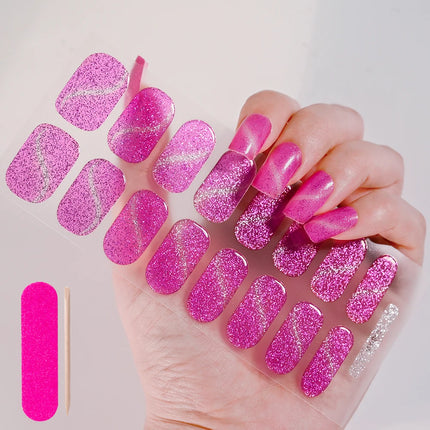 UV Semi-Cured Gel Nail Wraps Stickers Strips French Long Lasting Full Cover LED Gel Semi Cured Nail Sliders For Nail Extension &