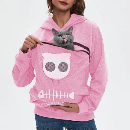 Cartoon Cats Dog Sweatshirt Women's Fit Including Pet Window And Breathable Mesh For Comfortable Carrying D0UB