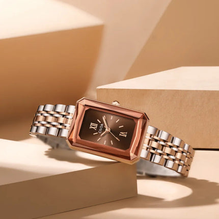 CILOA Orologio retrò marrone da donna cinturino quadrato in acciaio inossidabile 2025 nuovo marchio di moda di tendenza orologio autentico di alta qualità platinumshop