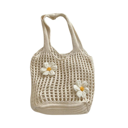 Women's Large Capacity Knitted Tote Bag Fashionable Summer Beach Bag Lightweight Casual Chic Hobo Top Handle Shoulder Bag