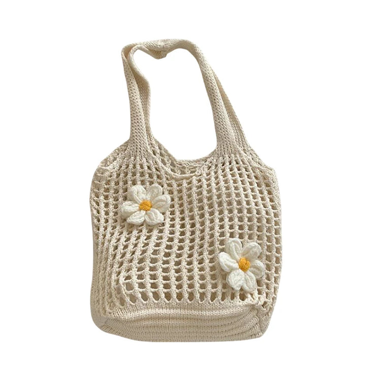 Borsa tote lavorata a maglia di grande capacità da donna Borsa da spiaggia estiva alla moda Borsa a tracolla casual leggera Chic Hobo con manico superiore