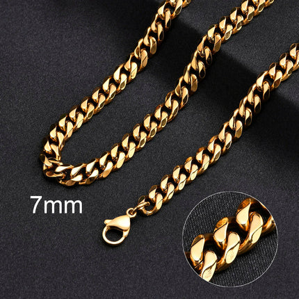 3-11MM Classic Cuban Chain Necklace for Men Women,Silver Black Gold Grey Color Stainless Steel Chains,Basic Punk Jewelry Gift PlatiNum