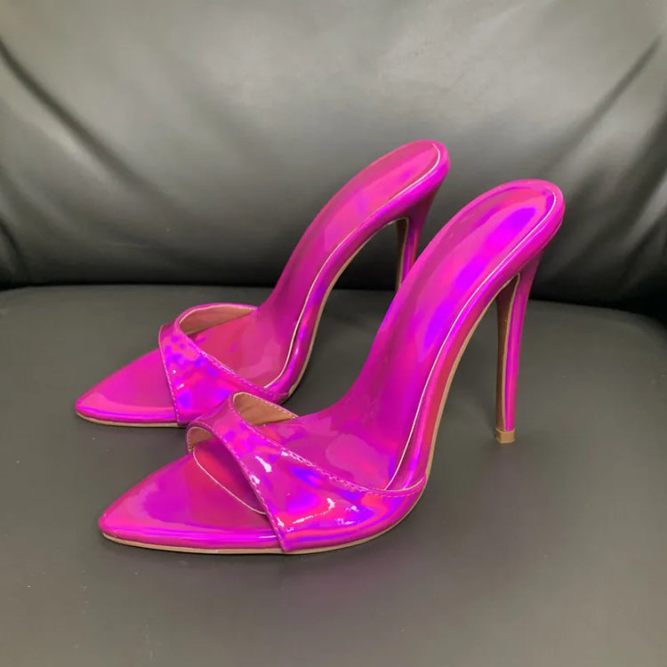 Sandali da donna con tacco a spillo e punta aperta, stile estivo stellato, con colori laser abbaglianti, 2026