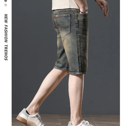 2025 Estate Marca Stretch Sottile Bermuda Masculina Cotone Denim Jeans Jorts Uomo Al Ginocchio Morbido Ropa Hombre Pantaloncini