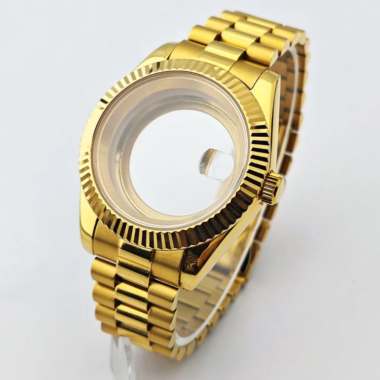 40mm Sapphire Glass For Men Watch Case Fit Miyota 8215 8285 DG2813 Movement Waterproof Jub President Stainless Strap 31mm Dial