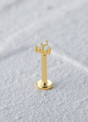 CANNER 1PC 925 Sterling Silver Exquisite Crown Opal Piercing Earring for Women Ear Studs Cartilage Earring Body Jewelry Gift PlatiNum