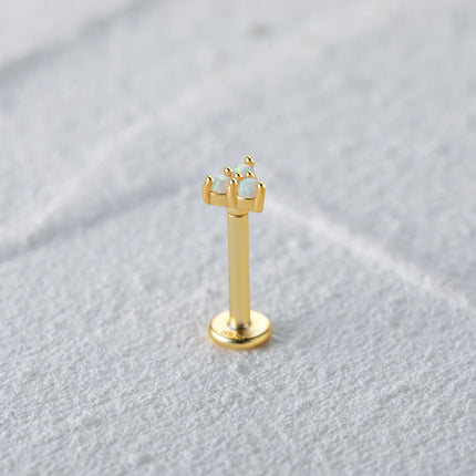 CANNER 1PC 925 Sterling Silver Exquisite Crown Opal Piercing Earring for Women Ear Studs Cartilage Earring Body Jewelry Gift PlatiNum