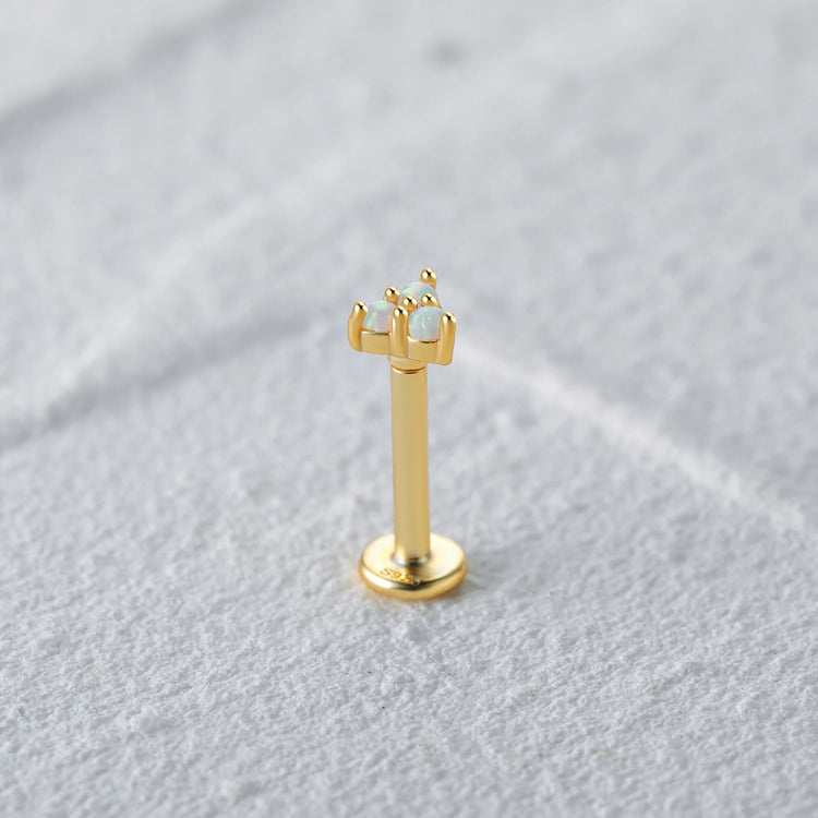 CANNER 1PC 925 Sterling Silver Exquisite Crown Opal Piercing Earring for Women Ear Studs Cartilage Earring Body Jewelry Gift PlatiNum