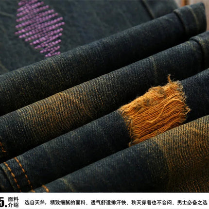 2026 Men's Dark Blue Jeans, Vintage Fashion Casual Trousers, Denim Pants Asian Sizes 29-38, 40, 42. PlatiNum