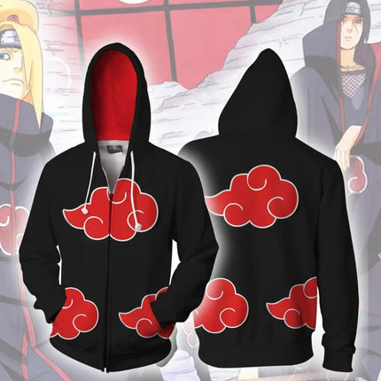 Anime Narutos Zipper Hoodie Cosplay Peripheral Digital Printing Hooded Cardigan Adults Children Daily Necessities