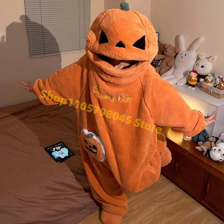 Cartoon Animal One‑Piece Pajamas Soft Coral Fleece Plush Jumpsuit Warm Loungewear For Home Sleepwear Theme Party Costume