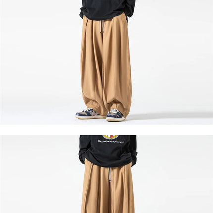Pantaloni a Gamba Dritta da Uomo, Casual e alla Moda, con Vita Alta Elasticizzata, Stile Harajuku, Larghi, Streetwear, Taglie Fino a 5XL