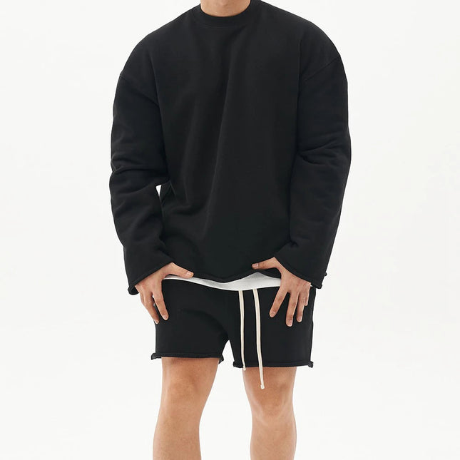 Mens Summer Cotton Sets Loose Sweatshirts Two-piece Kits Training Hoodie Pullover Hooded With Shorts Jogging Suits Streetwears PlatiNum