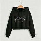 Funny Meow Cat Cropped Sweatshirt Crop Top Hoodie Y2k Sweatshirts Gothic Casual Style Clothes kawaii girls hoodies