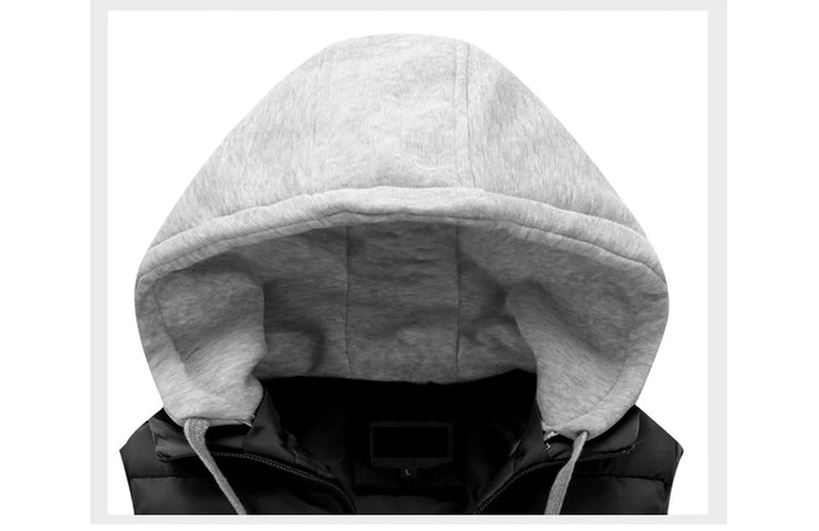 Autumn Winter Mens Warm Down Padded Vests Fashion Men Thermal Windbreaker Waistcoats Men Zipper Hooded Parkas Vests Clothing