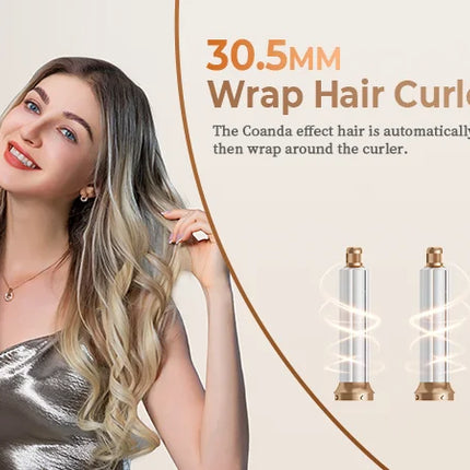 UKLISS 7 in 1 Hair Dryer Brush Set, Air Styler with Curling, Straightening, Volumising Attachments
