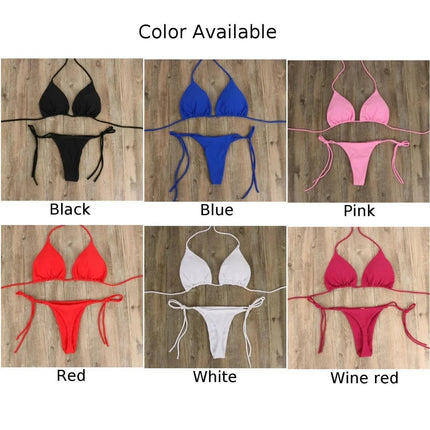 Set bikini perizoma da donna con cravatta laterale costume da bagno sexy stile fasciatura costumi da bagno brasiliani attrezzatura da nuoto in poliestere per la festa estiva platinumshop