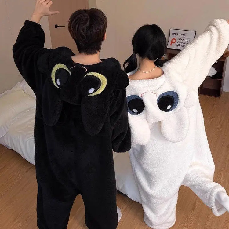 Anime Toothless Boys Girls Bodysuit Pajamas Autumn Winter Coral Fleece Thickened Warm Nightgown Wearing Home Clothes Outside