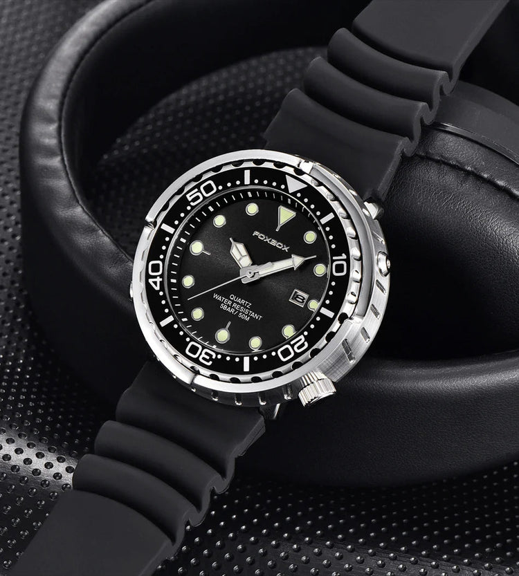 FOXBOX Top Brand Fashion Diver Watch Men 50ATM Waterproof Date Clock orologi sportivi orologio da polso al quarzo da uomo Relogio Masculino platinumshop
