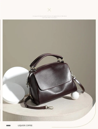 women's shoulder luxury  bags, Genuine Leather Crossbody Shoulder Bag, Retro Style Handbag with Dual Strap & Multiple Pockets