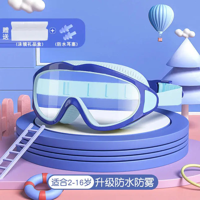 Kids Swim Goggles Caps Boys Girls Professional Diving Goggles Waterproof Anti-Fog Big Box