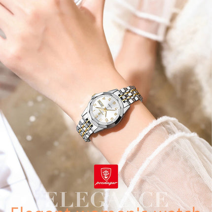 POEDAGAR elegante orologio da polso da donna al quarzo impermeabile luminoso data settimana orologio da donna orologi da donna casual in acciaio inossidabile reloj platinumshop