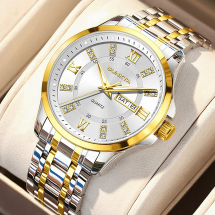 SUNKTA Orologio da Donna con Diamanti, Moda Creativa, Acciaio Impermeabile, Orologio al Quarzo Casual Luminoso con Bracciale platinumshop