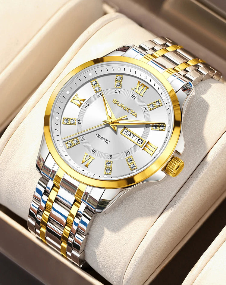 SUNKTA Orologio da Donna con Diamanti, Moda Creativa, Acciaio Impermeabile, Orologio al Quarzo Casual Luminoso con Bracciale platinumshop