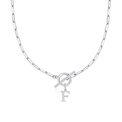 Women stainless steel Initial necklace A-Z Letter charms pendant Choker Women silvery Chain Ot Deduction Necklace For Women 2025 PlatiNum