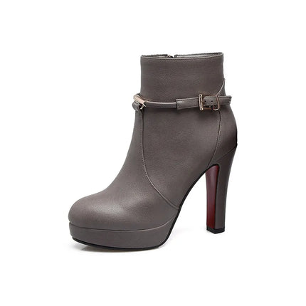 Brand Ankle Boots For Women Platform Fashion Elegant High Heel Short Boot Large Size Zipper Autumn Winter Black Green Shoes Lady