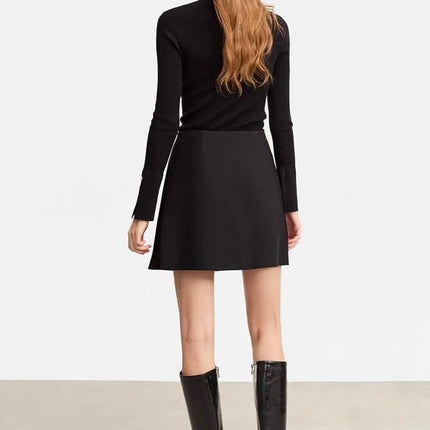 Gonne casual semplici da donna, stile coreano, a vita alta, per l'ufficio, da pendolare, a trapezio, tinta unita, abbinabili a tutto, gonne femminili