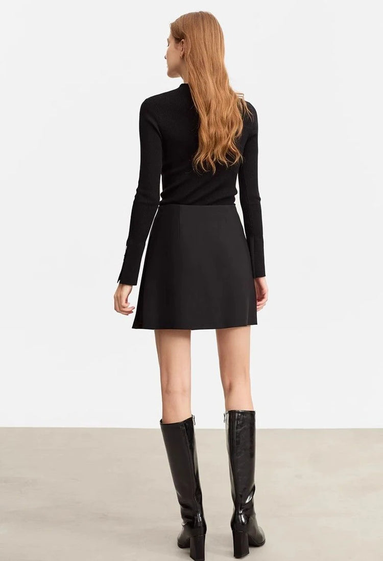 Gonne casual semplici da donna, stile coreano, a vita alta, per l'ufficio, da pendolare, a trapezio, tinta unita, abbinabili a tutto, gonne femminili