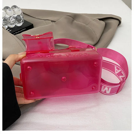2025 Transparent PVC Beach Bag, Korean Style, Fresh and Sweet Silicone Shoulder Bag, Medium Size with Zipper Closure