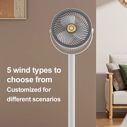 Ventilatore da Pavimento Moderno a Circolazione d'Aria, 4 Altezze, 5 Velocità, Silenzioso, Regolabile, Multi-Angolo, Rinfrescatore da Scrivania per Casa, Cucina, Ufficio e Campeggio