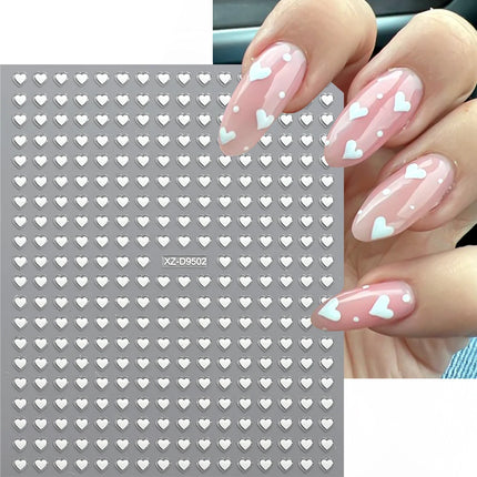8pc 3D Mixed Color Heart Nail Stickers Valentines' Day Sweet Red Pink Love Selfadhesive Nail Decoration Decals Manicure 2027