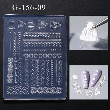 1pc Sweater Line Hat 3D Mold Silicone Nail Art Decorations Ultrathin DIY Templates Mold for Nails Jewelry Crafts