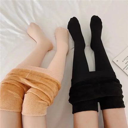 Fleece Lined Tights Women Winter Thermal Leggings Polar Skin Black Opaque Stockings Thick Warm Pantyhose Colorful Leg Warmers PlatiNum