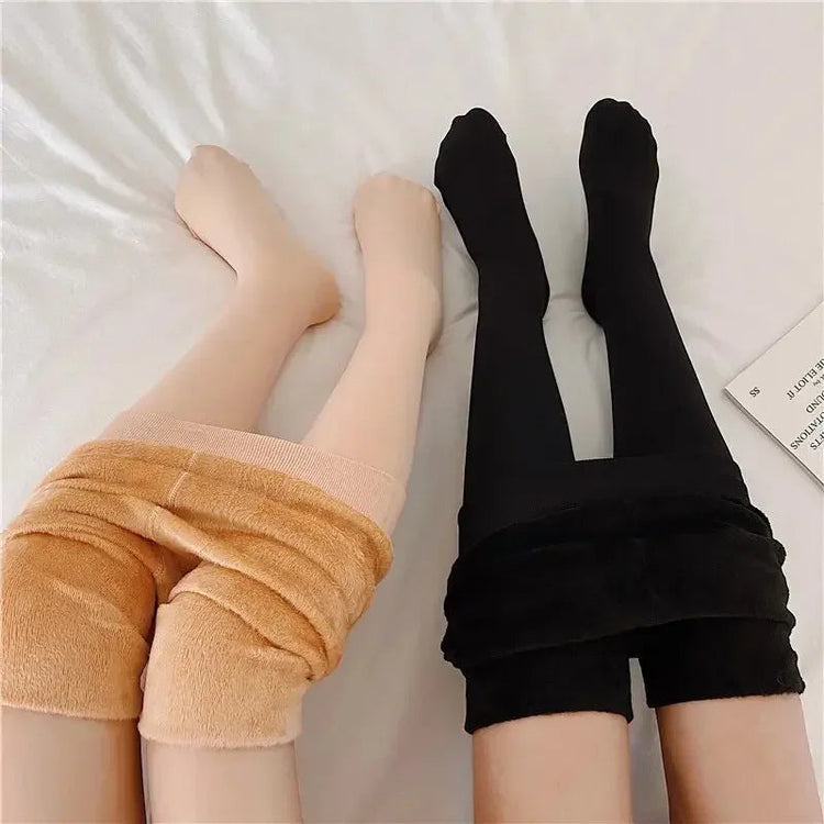 Fleece Lined Tights Women Winter Thermal Leggings Polar Skin Black Opaque Stockings Thick Warm Pantyhose Colorful Leg Warmers PlatiNum