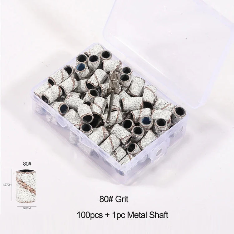 Nail Sanding Ring Bands 80/120/180/240 Grit Electric Manicure Drill Grinding Heads UV Gel Polish Removal Pedicure Abrasive Tools 2028
