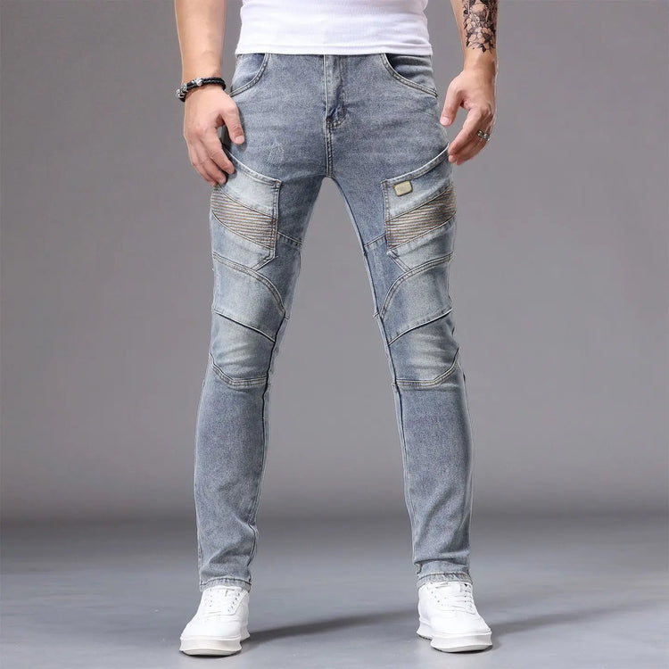 Men's Casual Jeans Vintage Straight Leg Elastic Slim Fit Autumn Winter Sweatpants Trousers Skinny Y2k Jeans Men's Cargo Pants